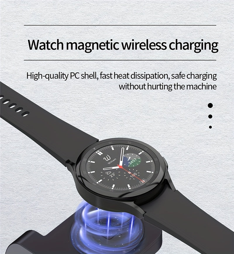 3-in-1 Wireless Charging Stand for Samsung S22/S21, Galaxy Watch Fast Charger Dock, 13.49x12.4x6.78 cm, Case-Friendly Station with LED Indicator - KHOY