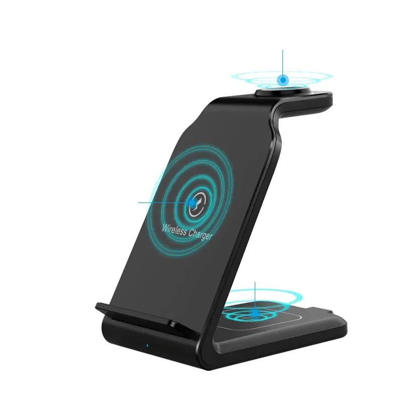 TIMESS-Charger Station For IPhone Multiple Devices, 3 In 1 Fast Wireless Charger Stand Dock Stand For IPhone 15 14 13 12 11 Pro X XS 8 Plus, For IWatch Series 9 8 7 6 SE 5 4 3 2 & For AirPods 3/2/Pro - KHOY