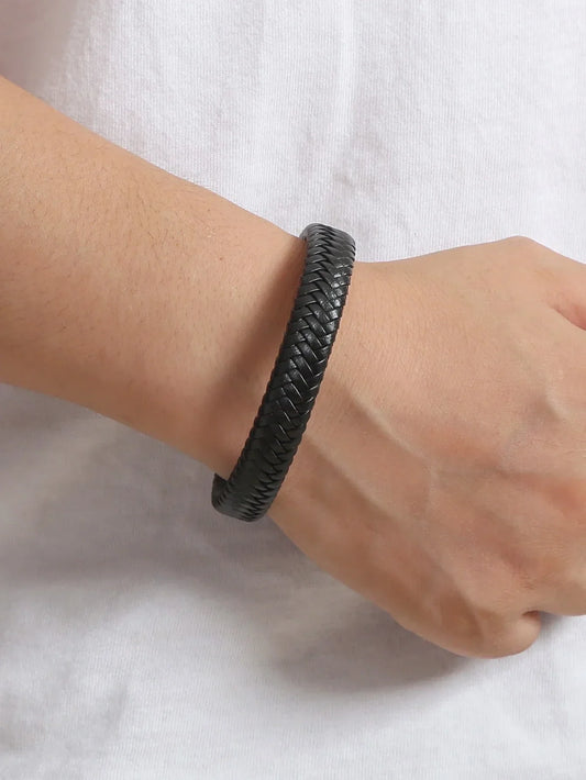 Fashionable and Popular Men Braided Detail Bracelet PU for Jewelry Gift and for a Stylish Look - KHOY