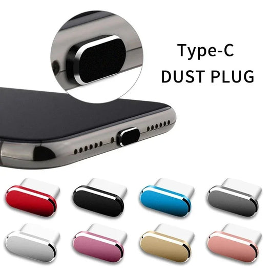 1PC Colorful Metal Anti Dust Charger Dock Plug Stopper Cap Cover For Type-C Charging Port - KHOY
