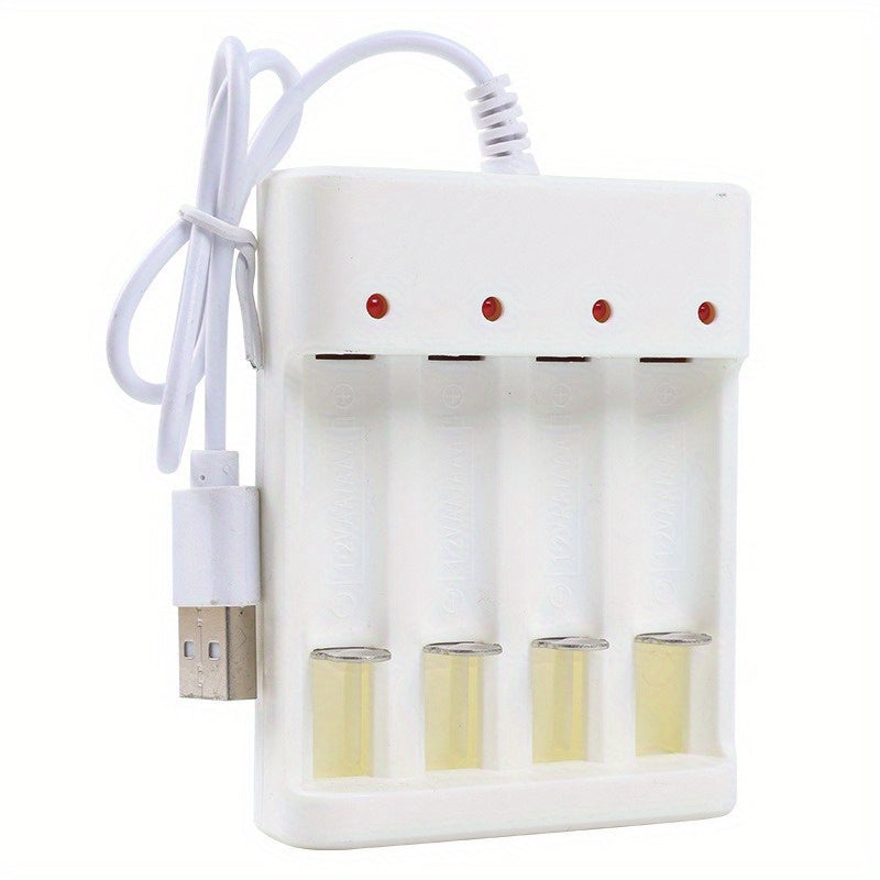Fast-Charging USB Battery Charger with 4 Slots - For Smart, for AA/AAA & Lithium Rechargeable Batteries - KHOY