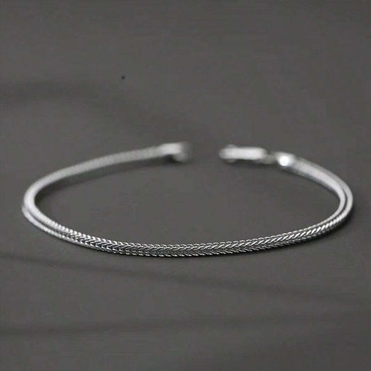 1-piece slim stainless steel bracelet with a fox tail design for men — a trendy accessory for daily wear and office style, Father’s Day gift, men’s school jewelry, Y2K accessories, gothic chains, denim accessories, gothic jewelry, street and Halloween acc - KHOY