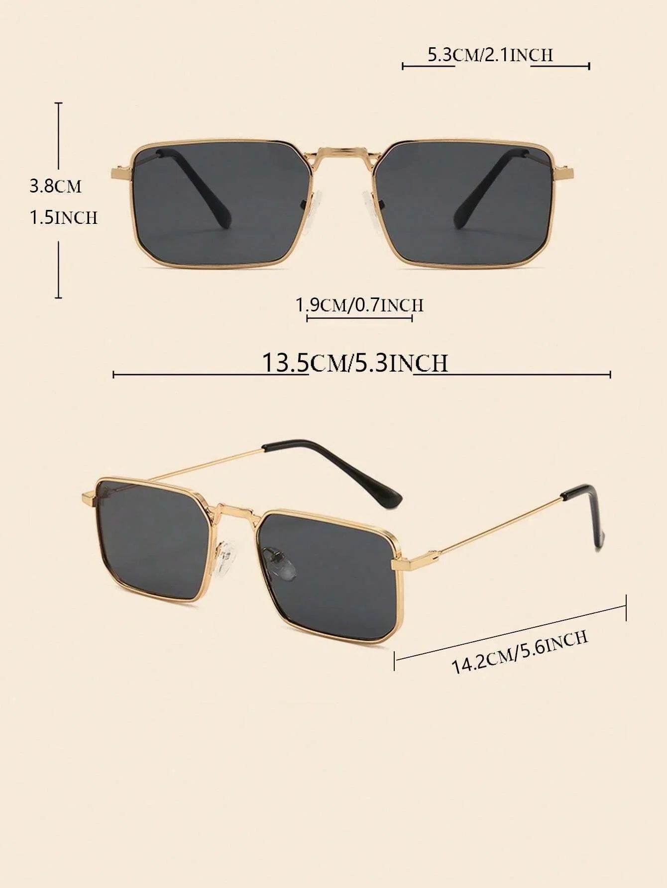 1 Pair Men's Metal Frame Square Fashionable Glasses, Suitable For Daily Wear Beach Accessories Glasses Shades For Summer Beach Vacation,Outdoor,Travel - KHOY