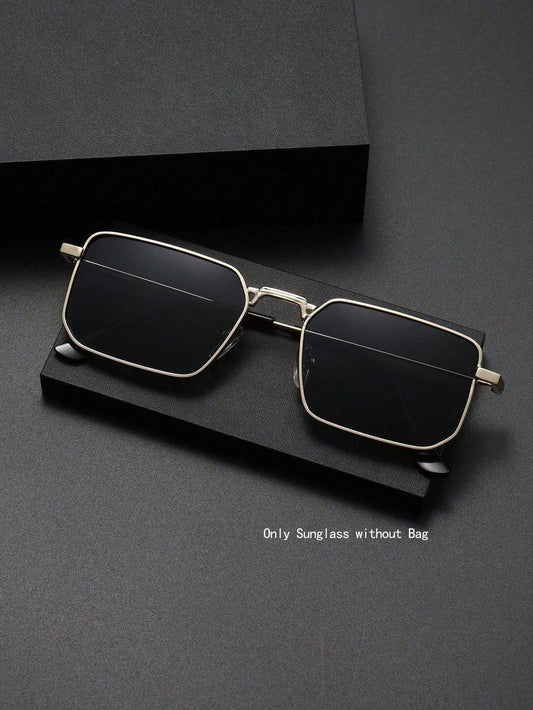 1 Pair Men's Metal Frame Square Fashionable Glasses, Suitable For Daily Wear Beach Accessories Glasses Shades For Summer Beach Vacation,Outdoor,Travel - KHOY