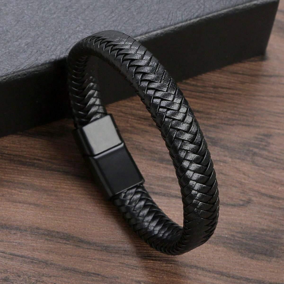 Fashionable and Popular Men Braided Detail Bracelet PU for Jewelry Gift and for a Stylish Look - KHOY