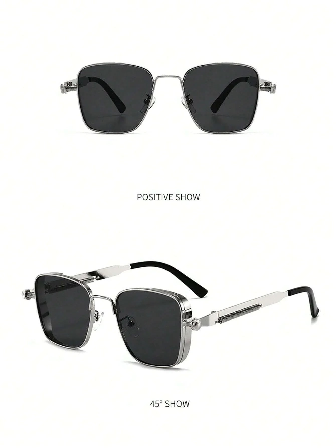 1pair Men Square Frame Fashionable Glasses For Outdoor Travel Casual Shades Accessories For Summer Beach Vacation,Outdoor,Travel Back To School Fashionable Preppy School Look - KHOY