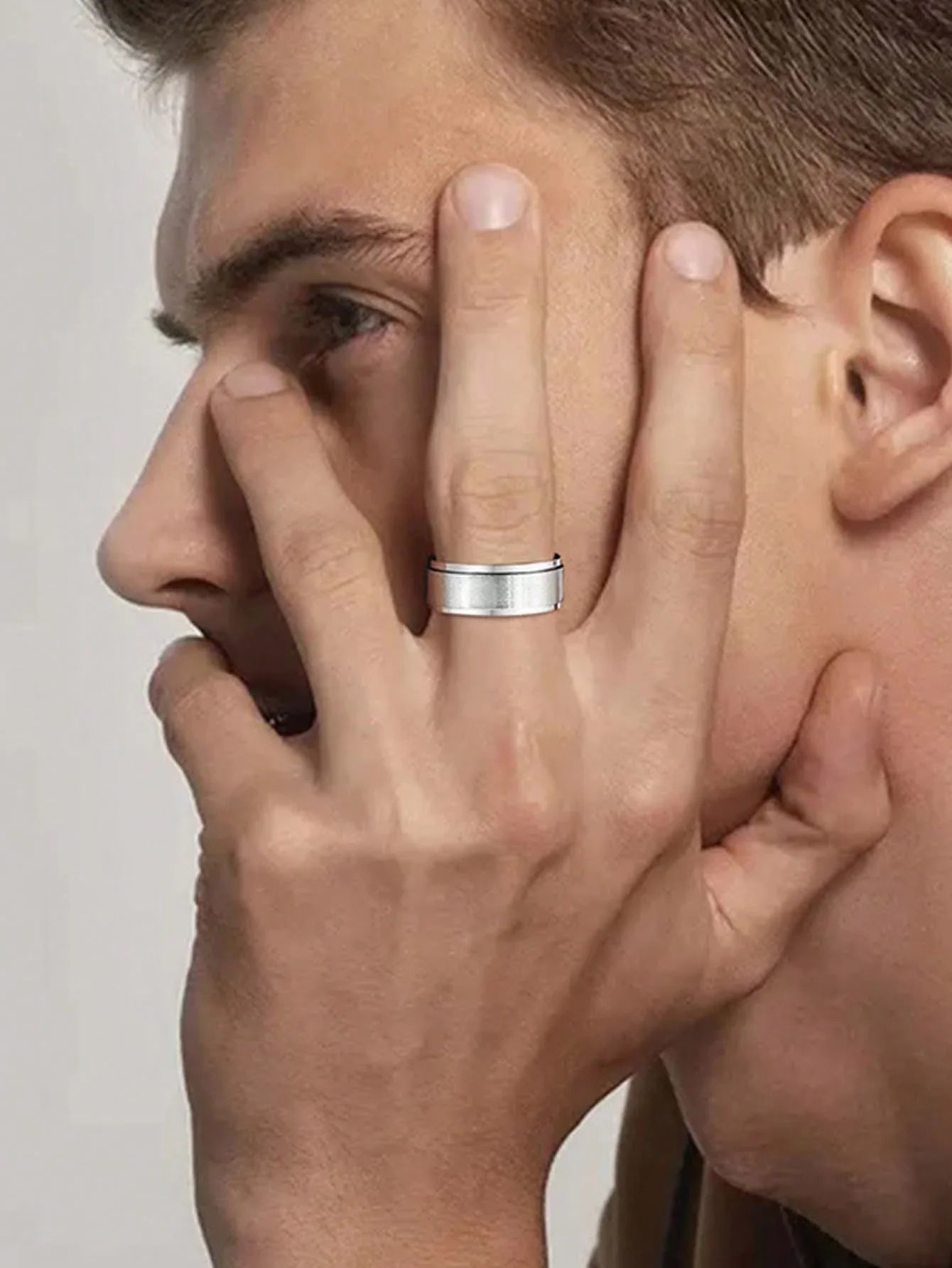 Men's Stainless Steel Breathable Stepped Edge Engagement Ring, Best Gift For Father Or Son, Suitable For Valentine's Day, Father's Day, Holiday Party Wear - KHOY