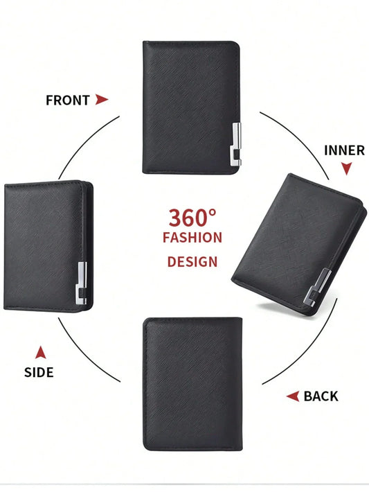 1-piece men’s short wallet with metal-edged design and multiple card slots — a practical formal-style wallet, perfect as a Father’s Day gift, graduation gift, or Christmas present. - KHOY