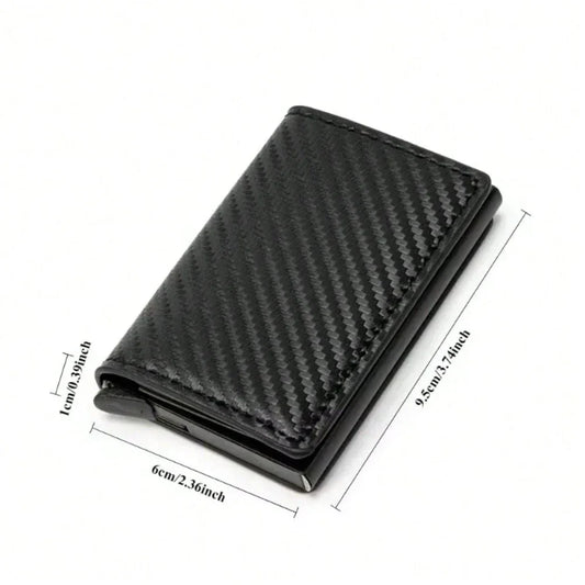 NYXIA PU Leather Men Smart Metal Thin Slim Pop Up Minimalist Wallet Small Black Purse Metal Wallet Men Card Cover Small Purse Purse Bag Wallets Identification Aluminum Men's Wallet Card Holder Wallet Business Card Holder Credit Card Holder For Men Mini Wa - KHOY