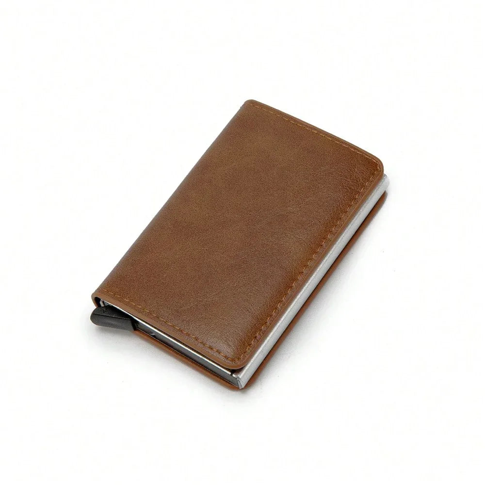 NYXIA PU Leather Men Smart Metal Thin Slim Pop Up Minimalist Wallet Small Black Purse Metal Wallet Men Card Cover Small Purse Purse Bag Wallets Identification Aluminum Men's Wallet Card Holder Wallet Business Card Holder Credit Card Holder For Men Mini Wa - KHOY