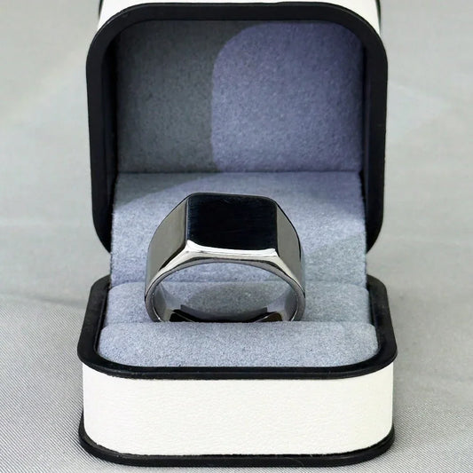 Stainless Steel Rectangular Ring, Suitable For Men's Everyday Wear & Engagement Jewelry - KHOY