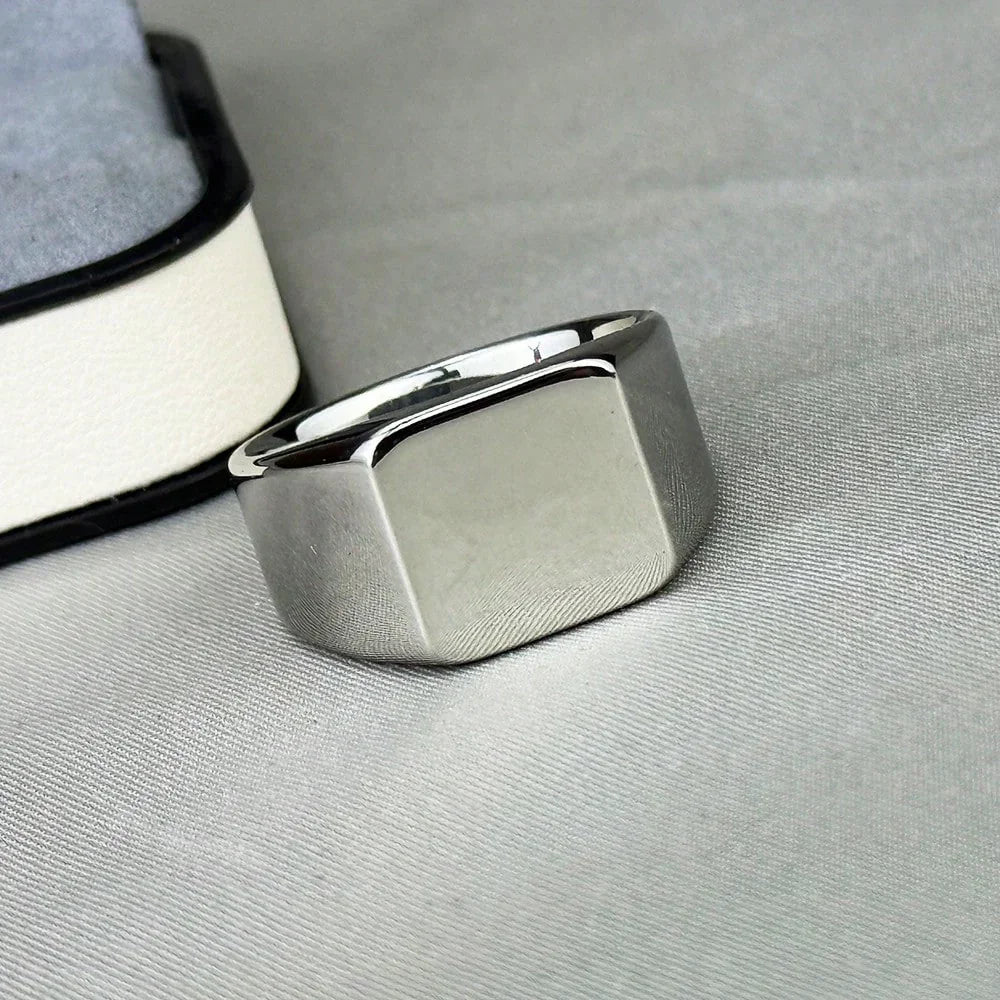 Stainless Steel Rectangular Ring, Suitable For Men's Everyday Wear & Engagement Jewelry - KHOY