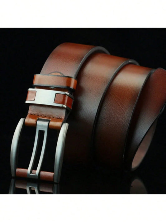 1pc Men's Wide Belt, Versatile Pin Buckle Vintage Style Waist Belt Casual, Business, Boyfriend Husband Father Dad Men Gift, Daily Wear, Fashion, Teen, Outdoor, Vacation, Athletic, Travel, Street, Boho, Vintage Fall, Autumn, Halloween - KHOY