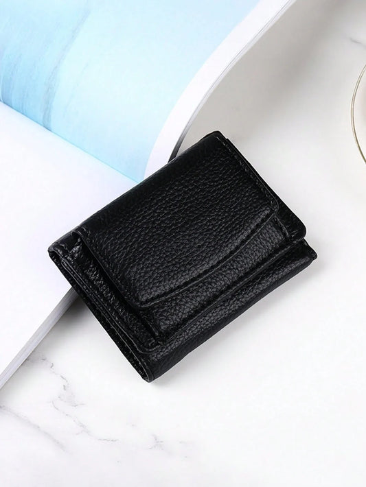 Compact Wallet, Textured Flap Coin Purse, Minimalist & Fashionable Women Coin Pouch, Japanese-Style Wallet, Mini Multi-Purpose Short Wallet For Women - KHOY