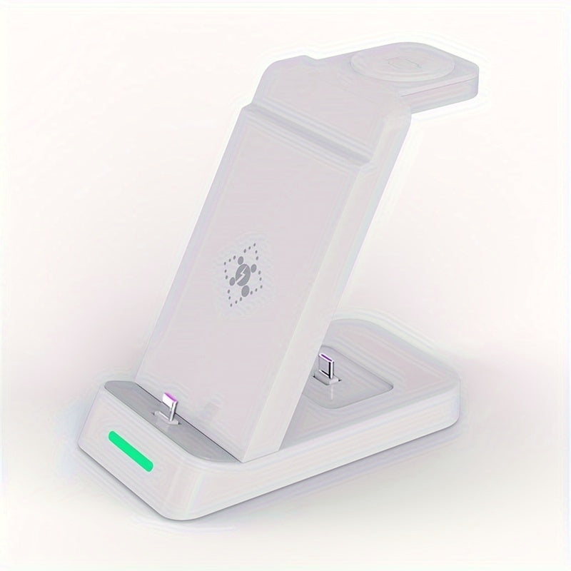 3-in-1 Wireless Charging Stand for Samsung S22/S21, Galaxy Watch Fast Charger Dock, 13.49x12.4x6.78 cm, Case-Friendly Station with LED Indicator - KHOY