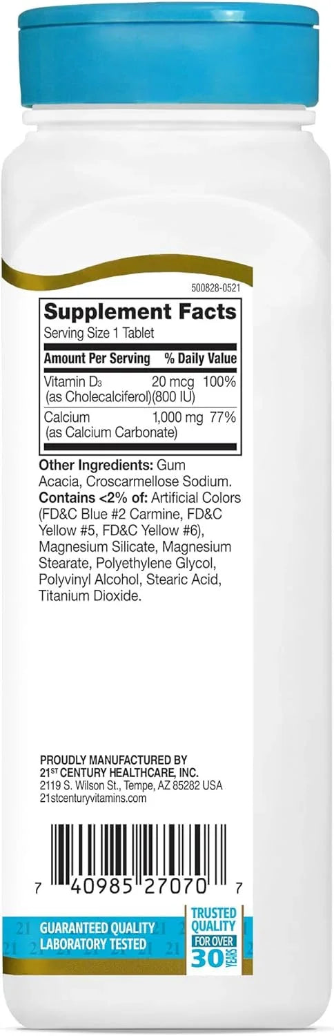 21ST CENTURY Calcium Plus D Tablets, 1000 Mg, - KHOY