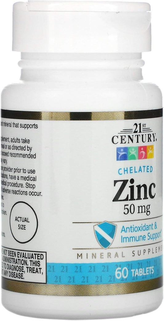 21st Century, Zinc, Chelated, 50 mg, 60 Tablets - KHOY