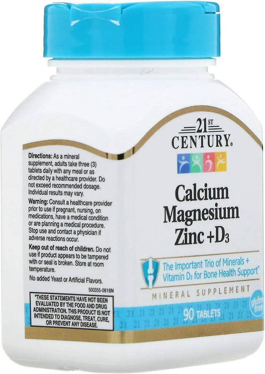 21st Century Cal Mag Zinc D3, 90 Tablets - KHOY