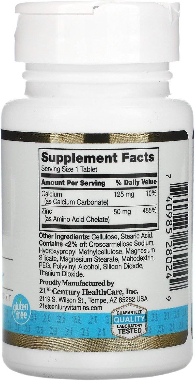 21st Century, Zinc, Chelated, 50 mg, 60 Tablets - KHOY