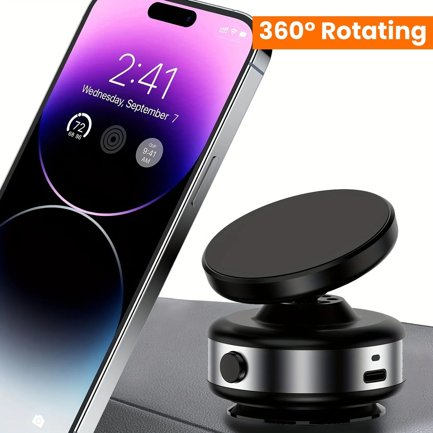 KDEAM 360 degrees Rotating Suction Cup Magnetic Phone Holder, ABS Material, Non-Waterproof, for Car, Home, Gym, In - KHOY