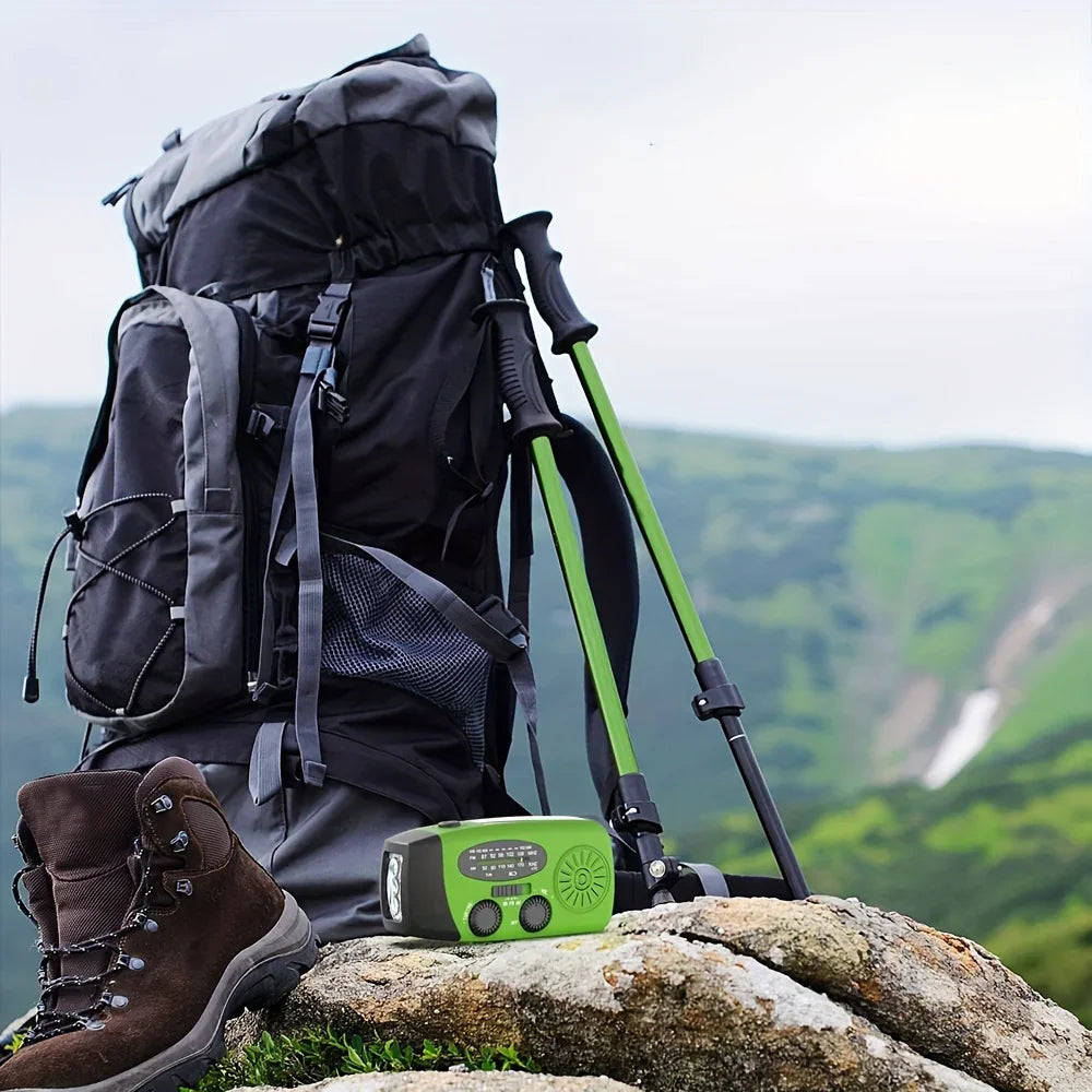 Emergency Hand Crank Radio With 2000mAh Power Bank Phone Charger, AM/FM/NOAA Portable Weather Radio With 3 LED Flashlight, Solar Powered USB Rechargeable Radio For Indoor Outdoor Camping - KHOY