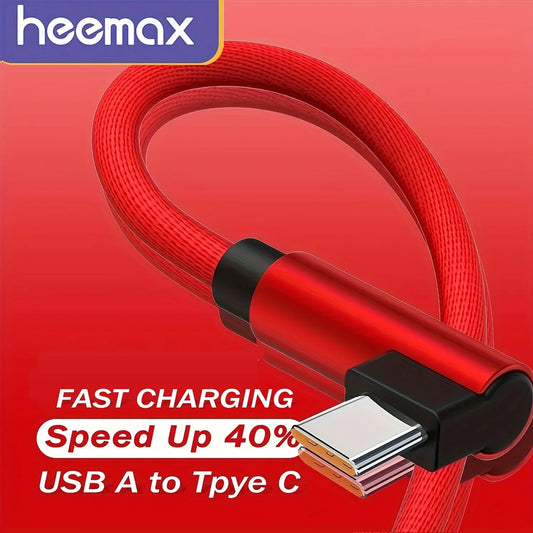 90 Degree Charging Cable, USB Lightning Cable Nylon Braided Fast Charging Cord USB C Charger Cable Fast Charging, Nylon Braided Long USB C Cable, Type C Charger Cord For Galaxy S10 S9 S8 Plus, Note9 8 A60 A50, Moto G And Othe - KHOY