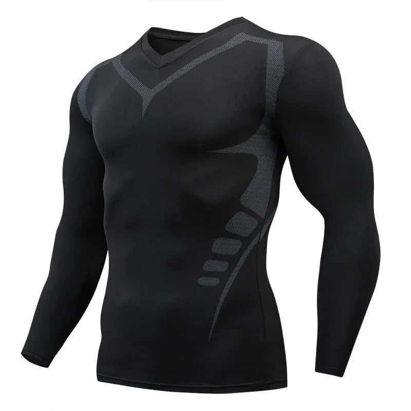 Men's T-shirt Men Running Sport T Shirt Men Compression Fitness Tops Tee Quick DryTight Training Gym Sport Running Shirts Jersey - KHOY