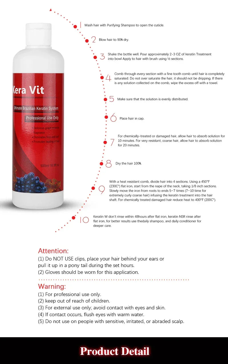 Hair Care 2pcs 500ml Keravit 5% Formalin Brazilian Keratin Moisturizing Treatment for Straightening Cream Repair Hair Smooth - KHOY