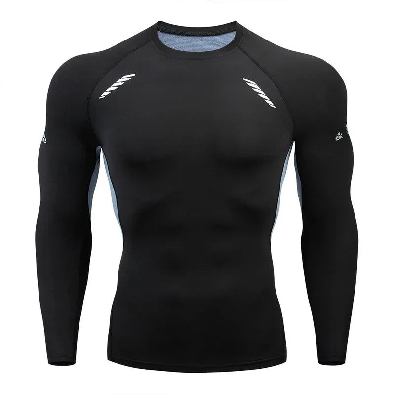 Men's T-shirt Men Running Sport T Shirt Men Compression Fitness Tops Tee Quick DryTight Training Gym Sport Running Shirts Jersey - KHOY