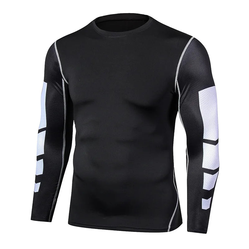 Men's T-shirt Men Running Sport T Shirt Men Compression Fitness Tops Tee Quick DryTight Training Gym Sport Running Shirts Jersey - KHOY