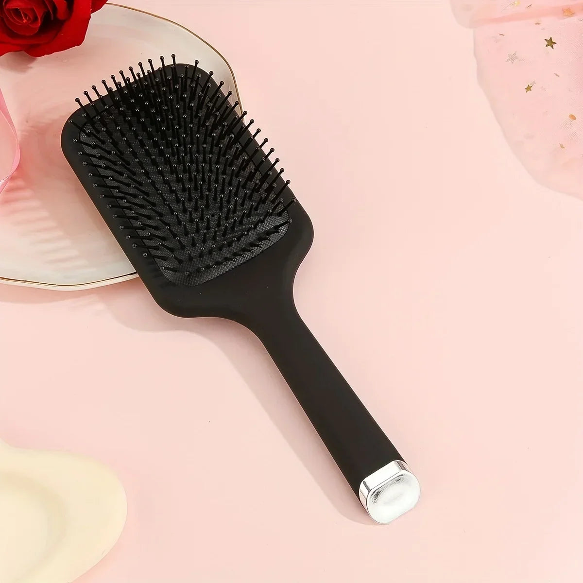 Black air cushion comb, hairbrush, paddle shaped hair comb, scalp massage comb, suitable for both men and women - KHOY
