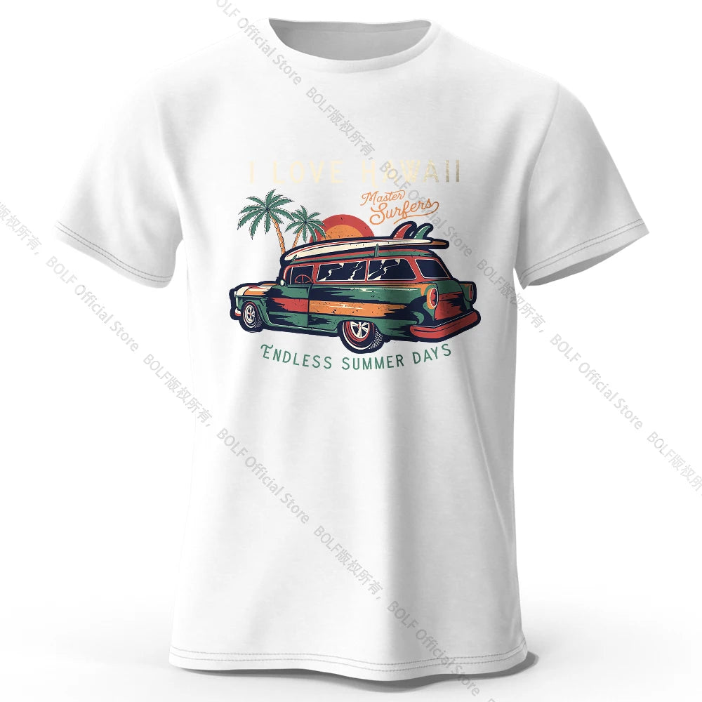 Hawaiian Holiday Printed Unisex Men Women T-Shirt Tees Tops 100% Cotton Aloha Flower Graphic Luau Party Outfit - KHOY