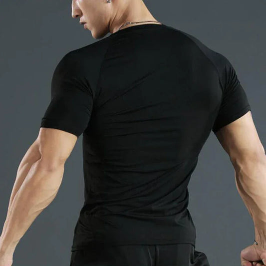 Men Compression Running T Shirt Fitness Tight Short Sleeve Tshirt Training Jogging Shirts Gym Sportswear Quick Dry Rashgard - KHOY