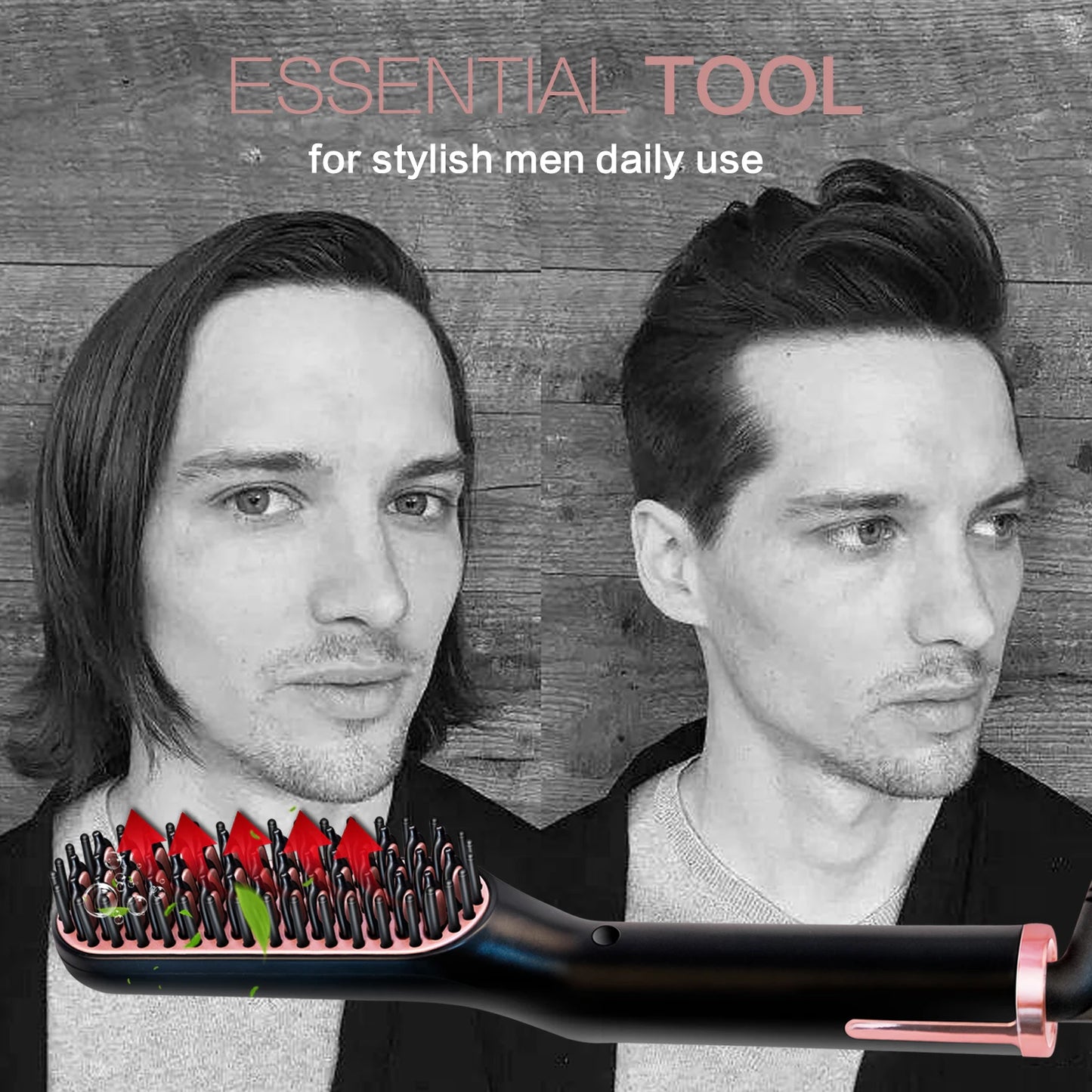 Hot Comb Straightener Heating Comb For Men Beard Electric Negative Ion Hair Straightening Brush Wet Dry Use Quick Hair Styler - KHOY