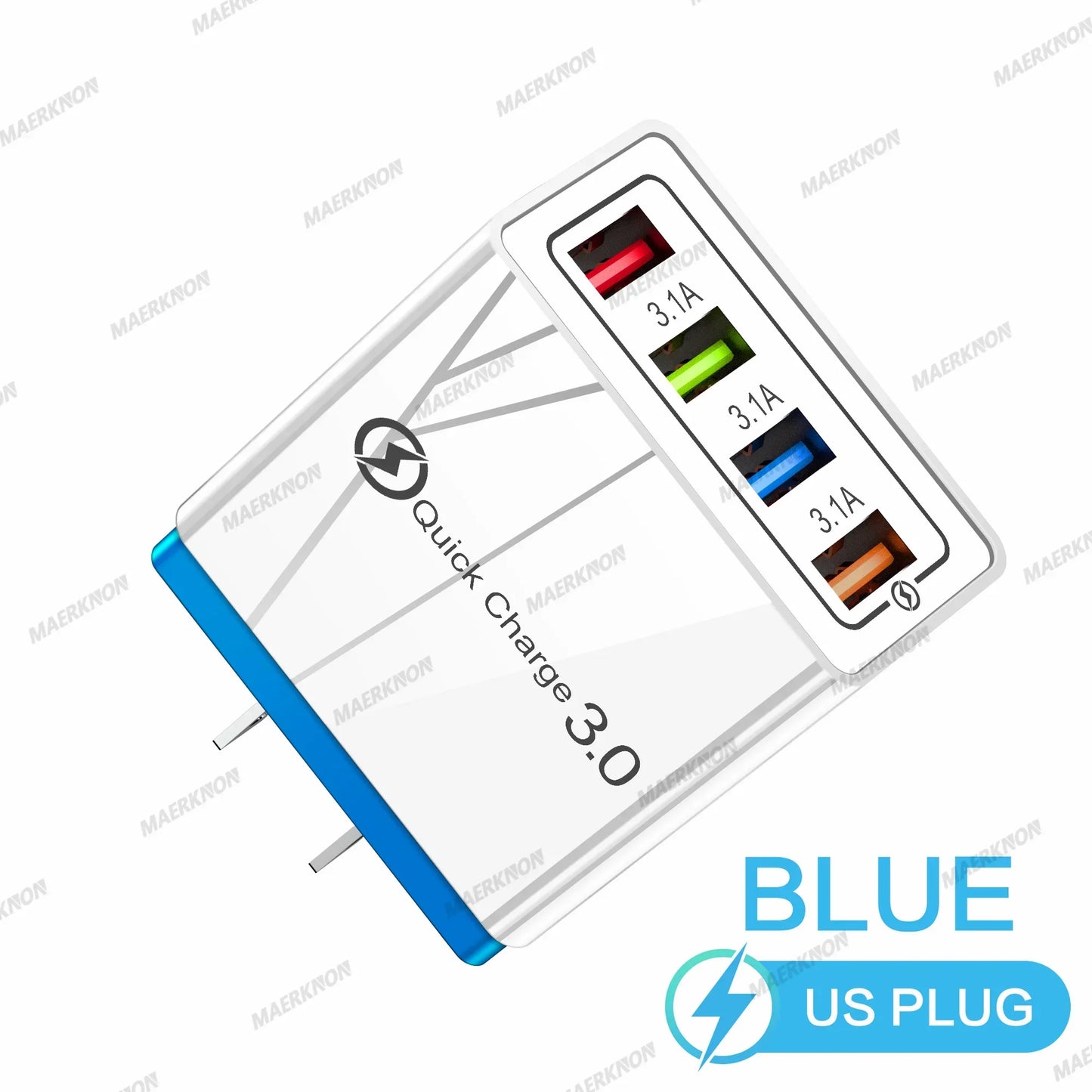 3A USB Charger 4 Ports USB Quick Charge 3.0 EU US Plug For iPhone Samsung Xiaomi Poco Fast Charging Mobile Phone Charger Adapter - KHOY