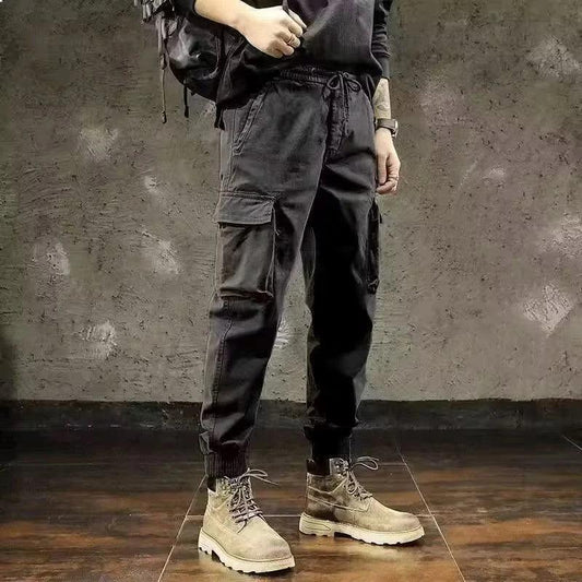 Men Cargo Pants Male Vintage Multi Pocket Loose Fit American Style Casual Cloth Pants High Street Outdoor Resistant Work Pants - KHOY