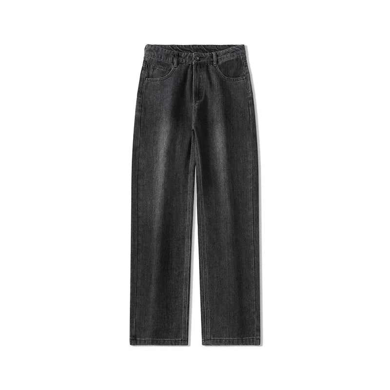 Men's Straight-Leg Jeans, Minimalist for All Seasons, Loose with Drape, Narrow-Wide Leg, Retro Casual Long Pants, Sizes 28-38 - KHOY