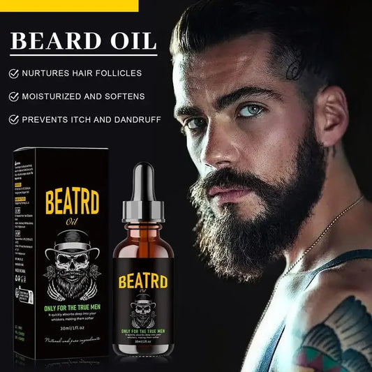 Beard Oil Enhance Mustache Nourishing Smooth Longer Thicker Regrowth Shine Strengthens Moisturizing Beard Growth Oil for Men - KHOY