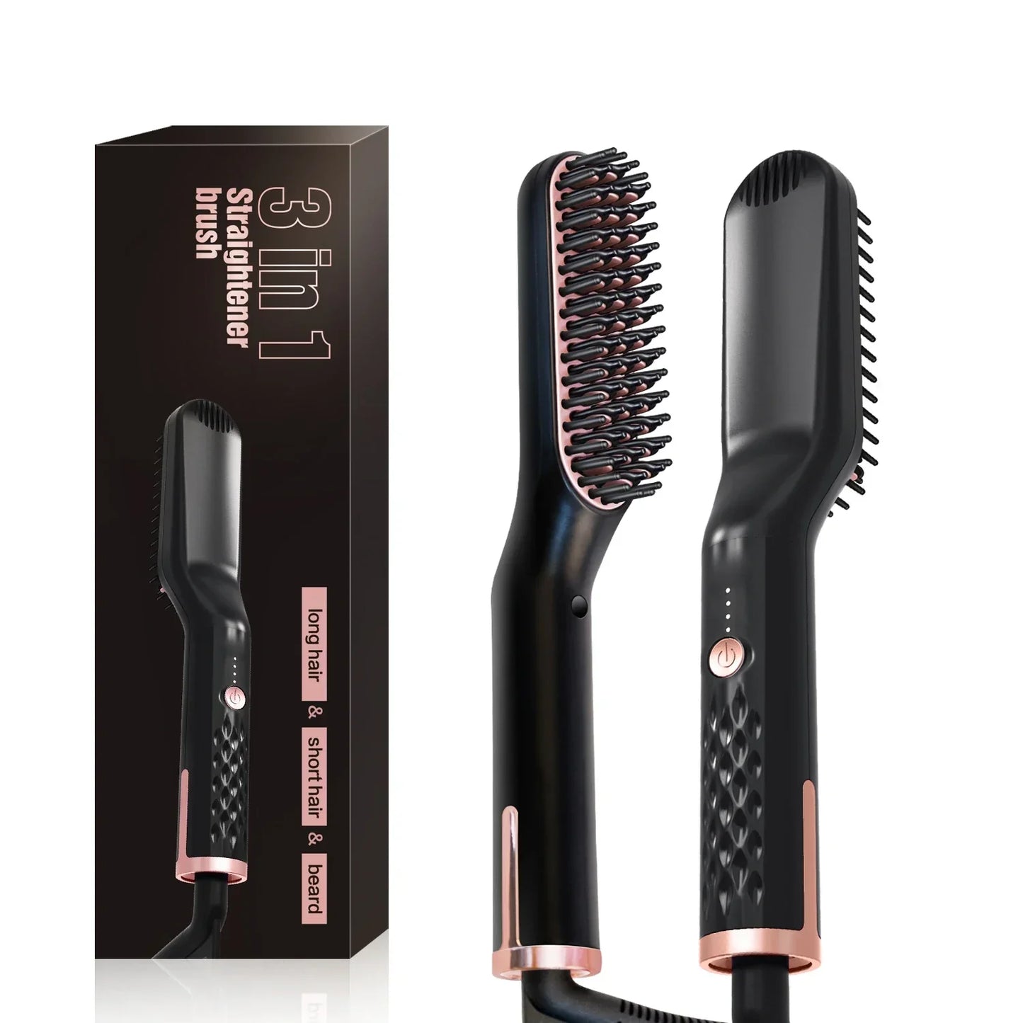 Hot Comb Straightener Heating Comb For Men Beard Electric Negative Ion Hair Straightening Brush Wet Dry Use Quick Hair Styler - KHOY
