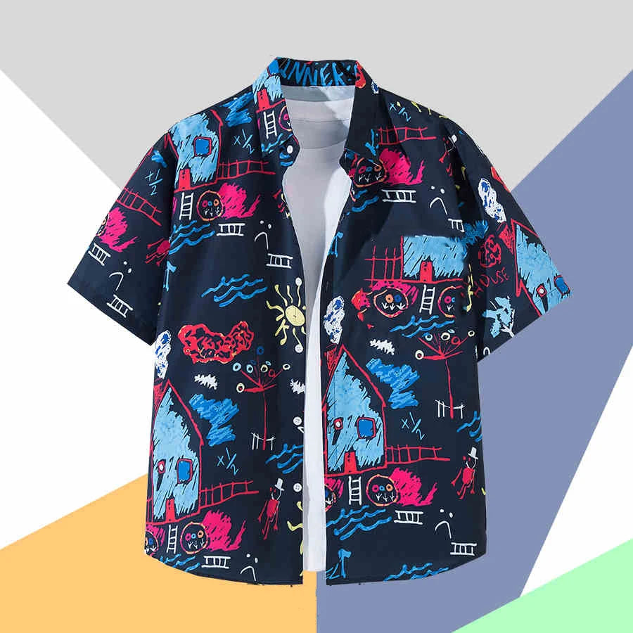 2025 Hawaiian Shirt For Men Orange Green Striped Refreshing Beach Style Fashion Trend Shirt Men And Women Seaside Holiday Shirt - KHOY