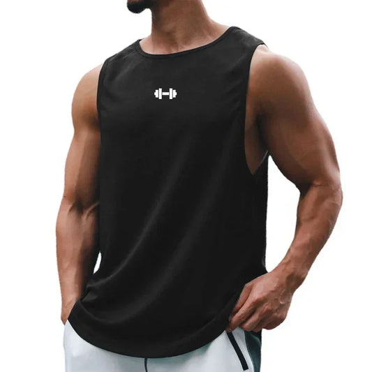 Summer Men's Gym Tank Top Fitness Training Clothing Quick-drying Loose Bodybuilding Sleeveless Shirt Men Fashion Basketball Vest - KHOY