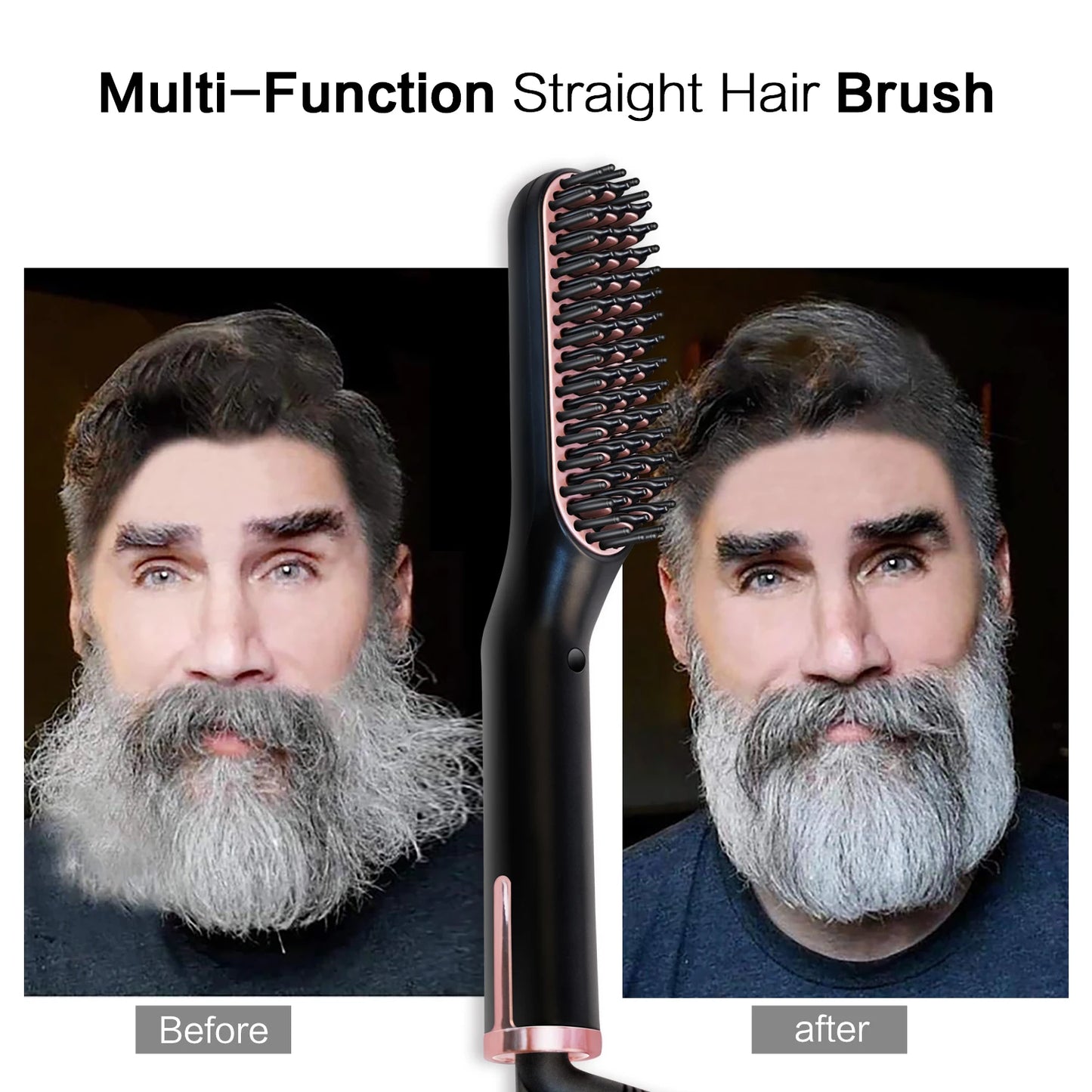 Hot Comb Straightener Heating Comb For Men Beard Electric Negative Ion Hair Straightening Brush Wet Dry Use Quick Hair Styler - KHOY