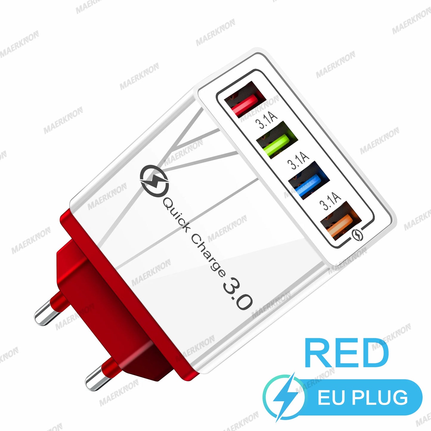 3A USB Charger 4 Ports USB Quick Charge 3.0 EU US Plug For iPhone Samsung Xiaomi Poco Fast Charging Mobile Phone Charger Adapter - KHOY