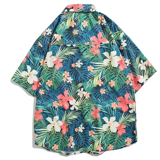Hawaiian Flower Men's Shirt 2025 Summer Vintage Design Beach Holiday Short-Sleeved Shirt Top Floral Short Sleeve Tee Men T-Shirt - KHOY