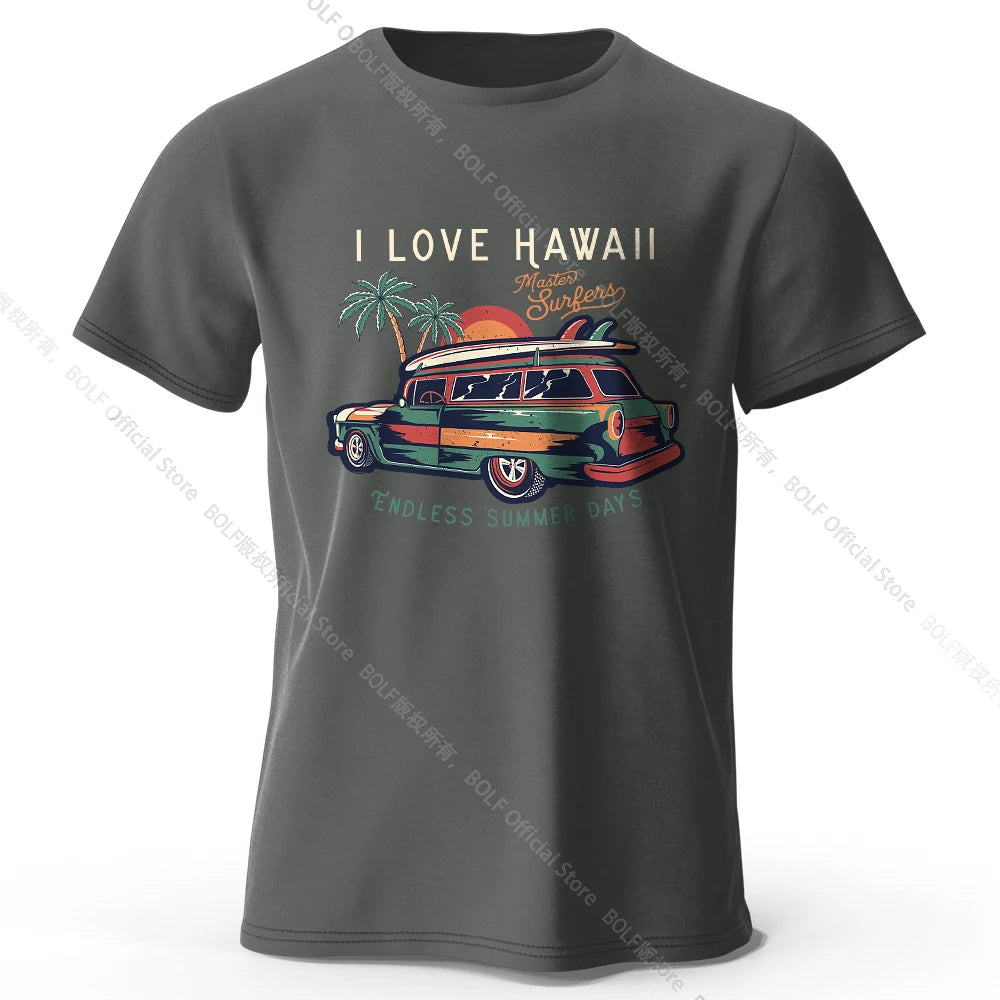 Hawaiian Holiday Printed Unisex Men Women T-Shirt Tees Tops 100% Cotton Aloha Flower Graphic Luau Party Outfit - KHOY