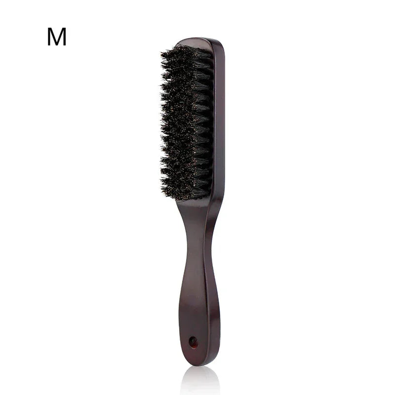 Men Beard Brush Wood Handle Boar Bristle Moustache Cleaning Brush Hairdressing Anti Static Barber Hair Styling Comb Tool - KHOY