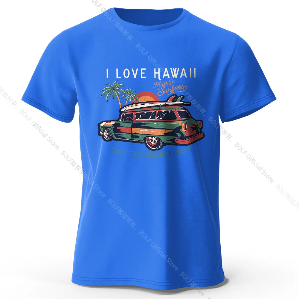 Hawaiian Holiday Printed Unisex Men Women T-Shirt Tees Tops 100% Cotton Aloha Flower Graphic Luau Party Outfit - KHOY