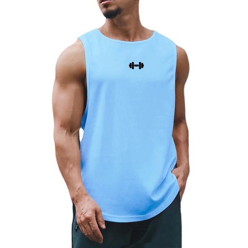 Summer Men's Gym Tank Top Fitness Training Clothing Quick-drying Loose Bodybuilding Sleeveless Shirt Men Fashion Basketball Vest - KHOY