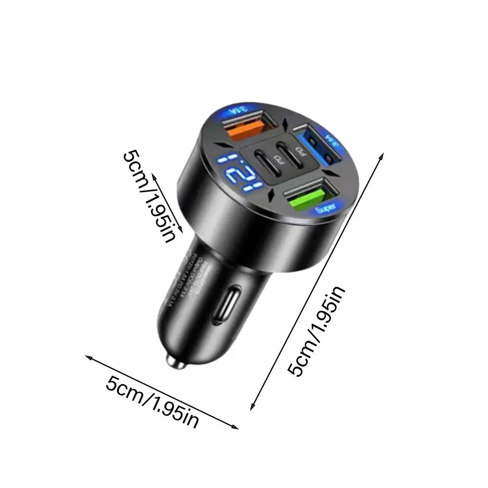 250W 5 Ports Car Charger Fast Charging PD QC3.0 USB C Car Phone Charger Type C Adapter In Car For IPhone - KHOY