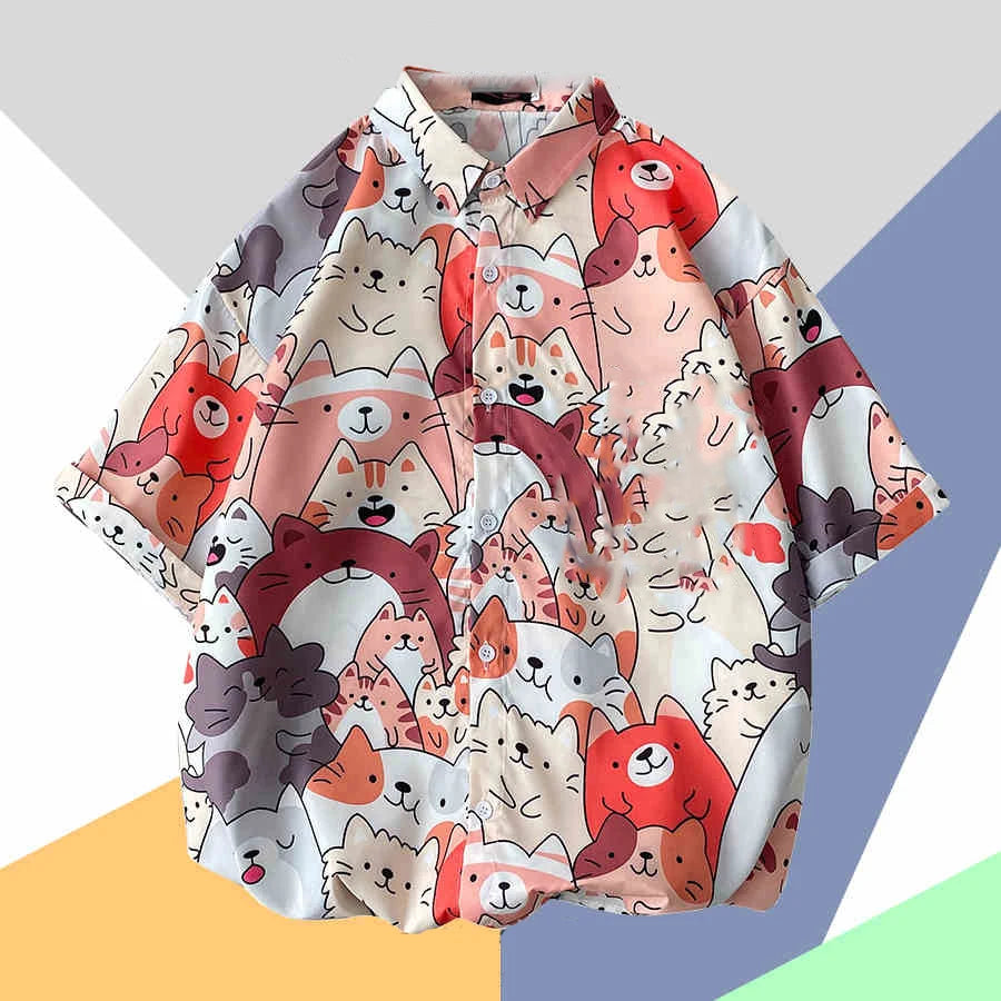 2025 Hawaiian Shirt For Men Orange Green Striped Refreshing Beach Style Fashion Trend Shirt Men And Women Seaside Holiday Shirt - KHOY
